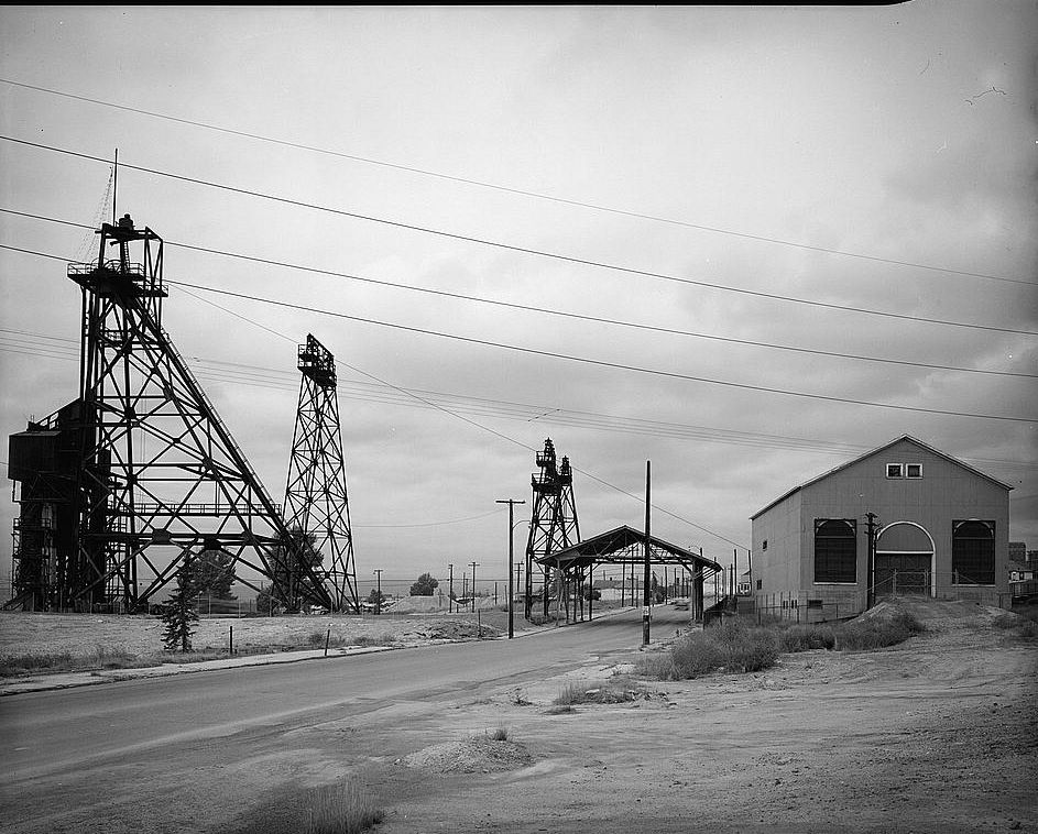 The Belmont Mine headframe against an open sky